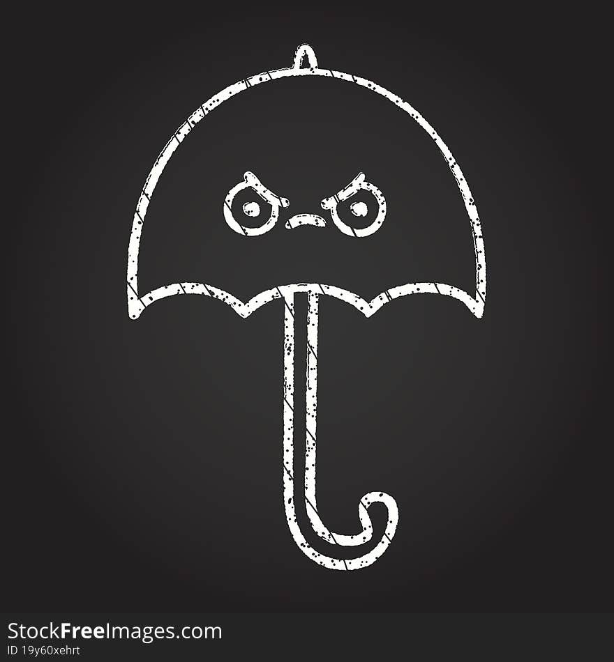 Angry Umbrella Chalk Drawing