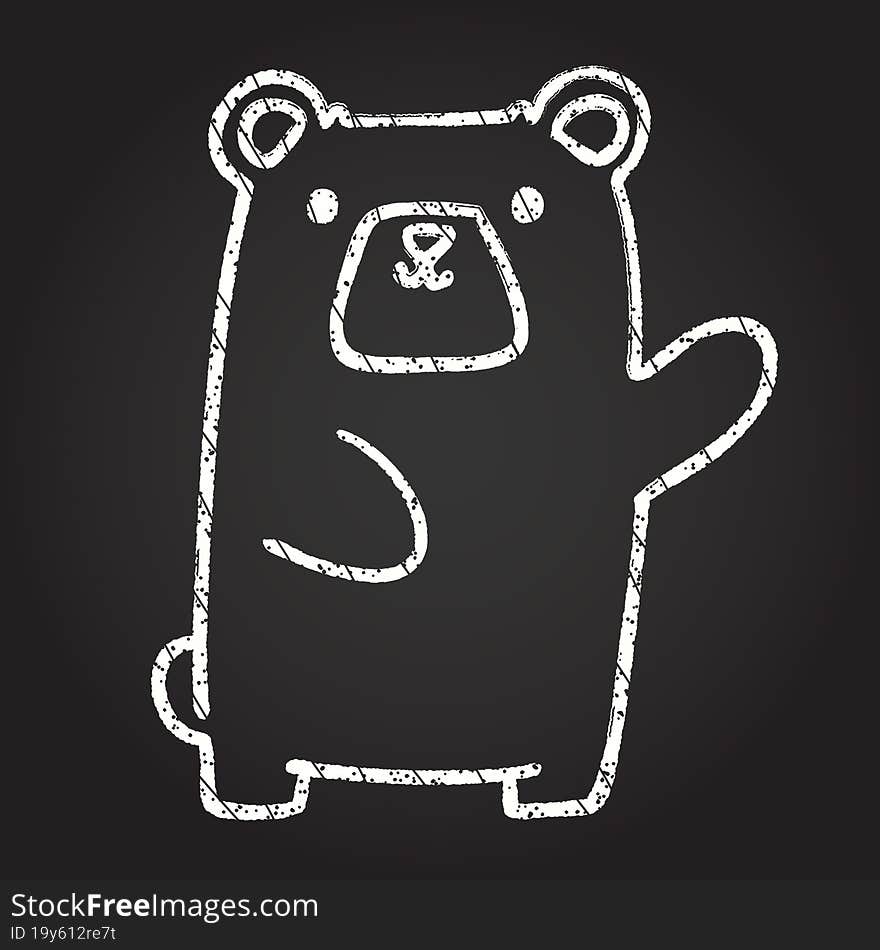 Waving Bear Chalk Drawing