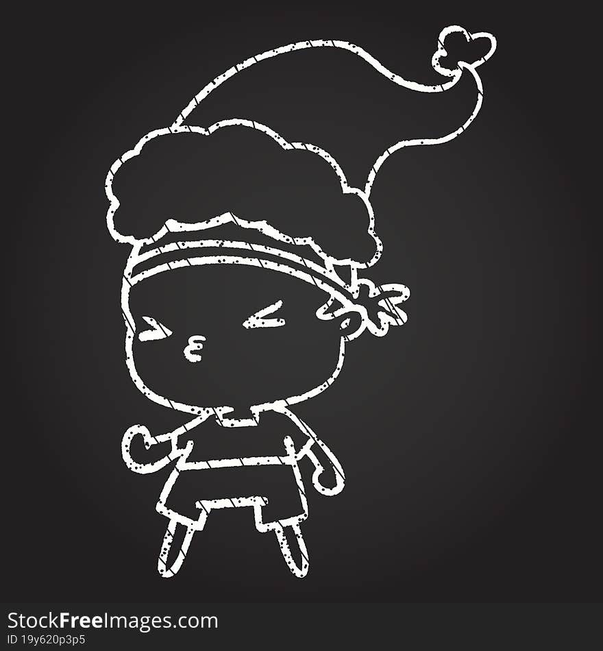 Christmas Kid Chalk Drawing