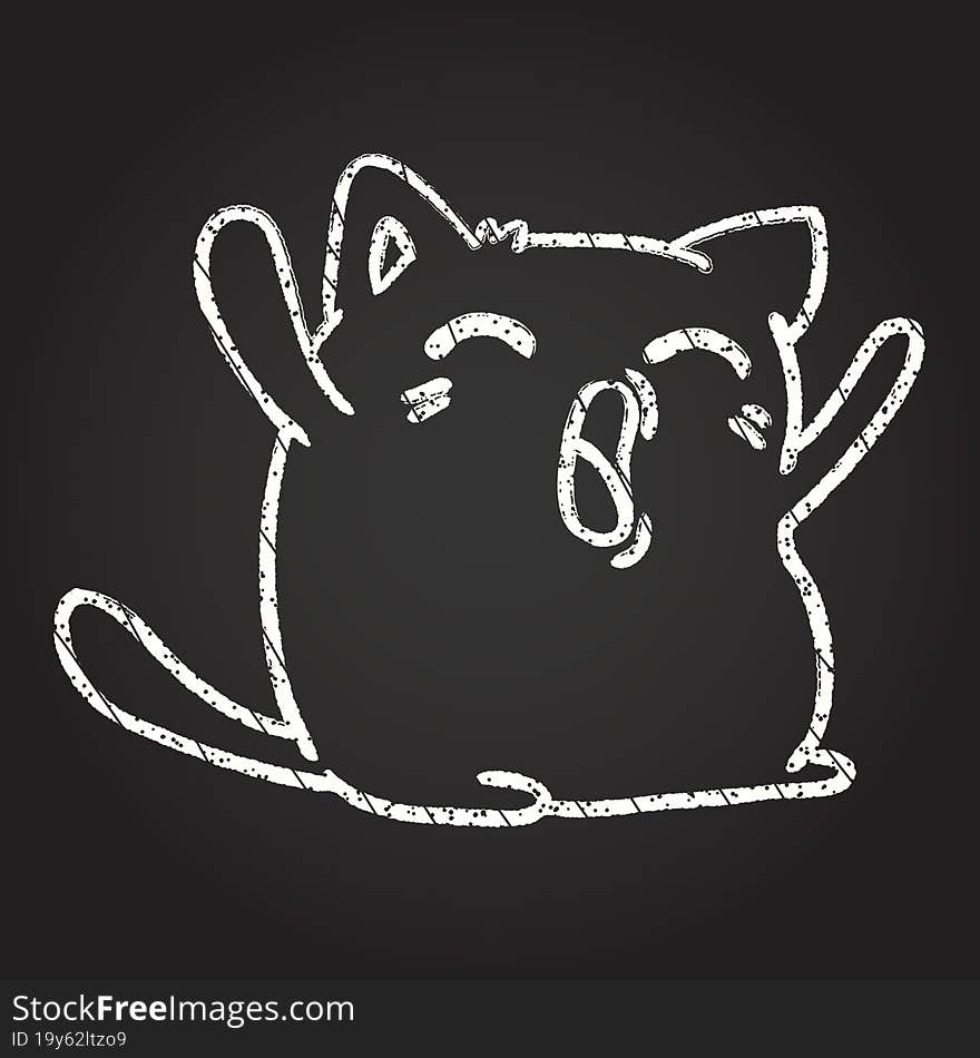 Singing Cat Chalk Drawing