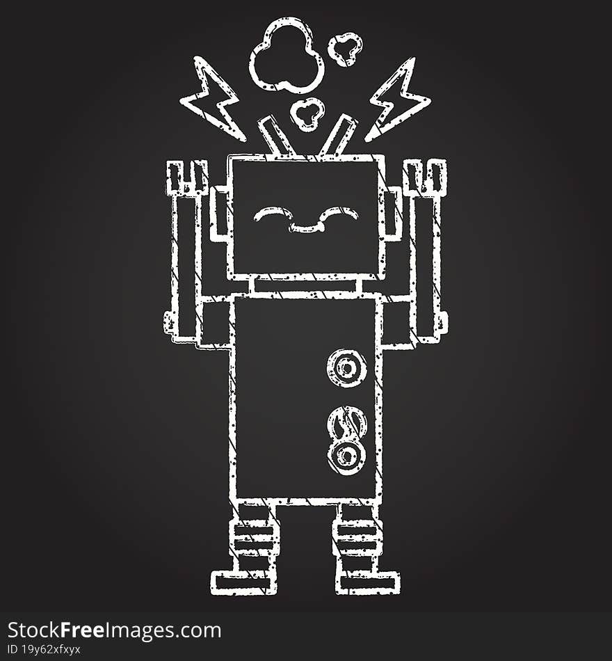 Crazy Robot Chalk Drawing