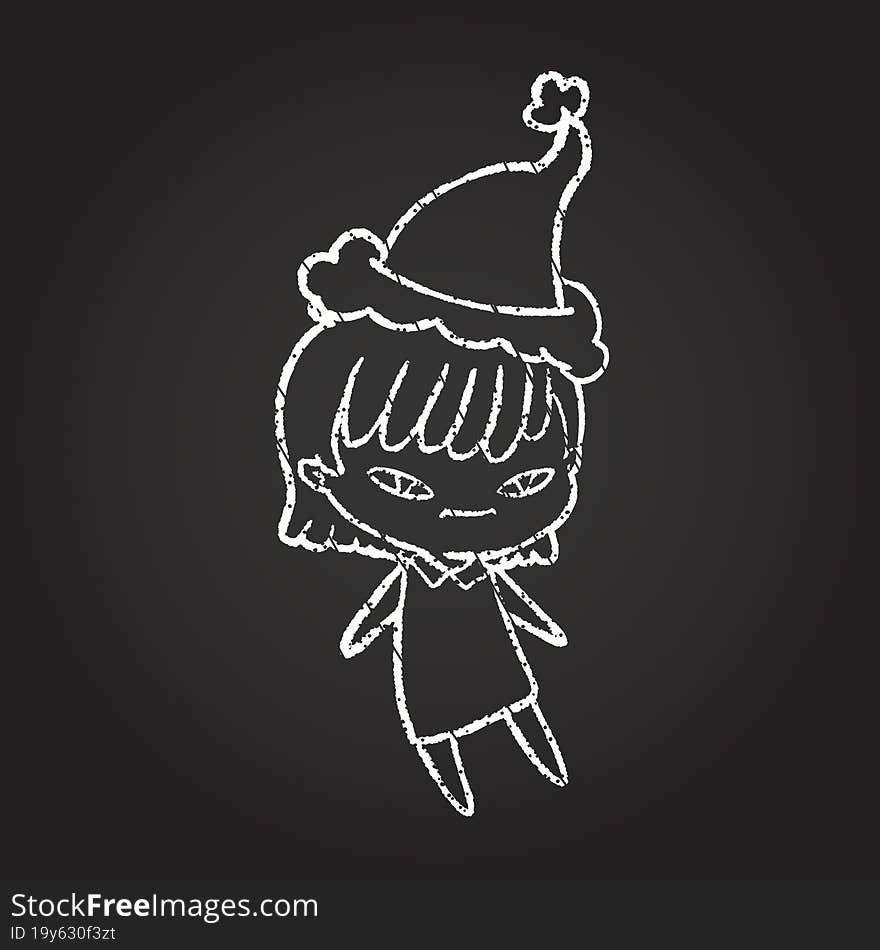 Christmas Woman Chalk Drawing