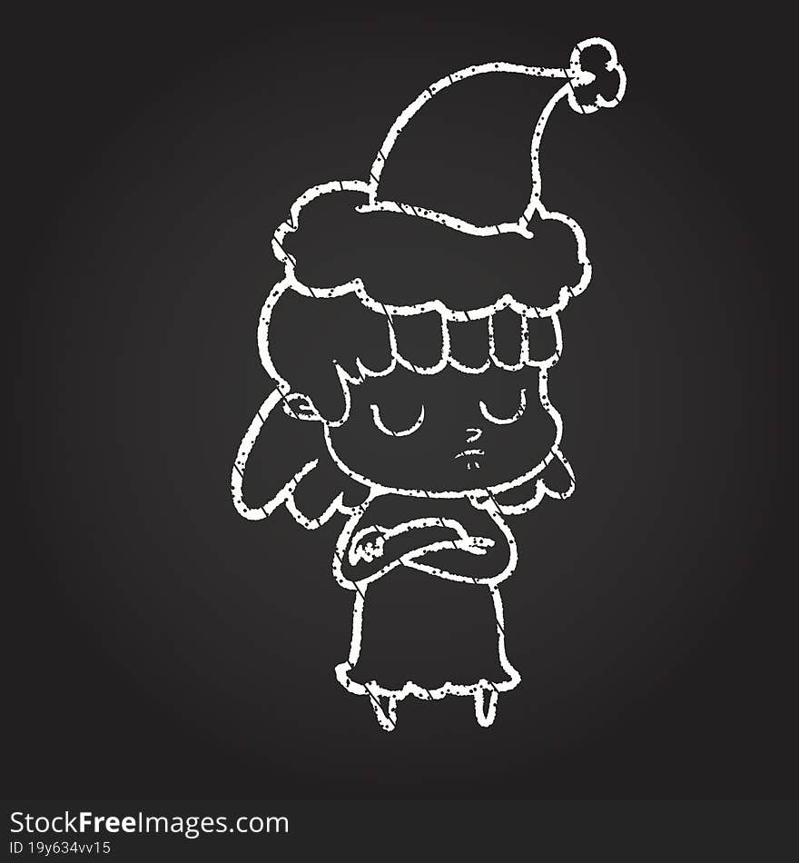 Christmas Woman Chalk Drawing