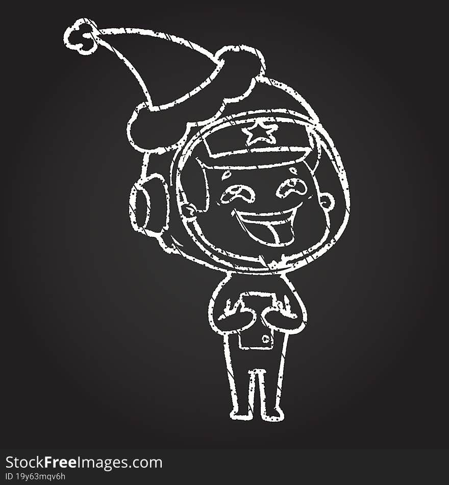 Festive Spaceman Chalk Drawing