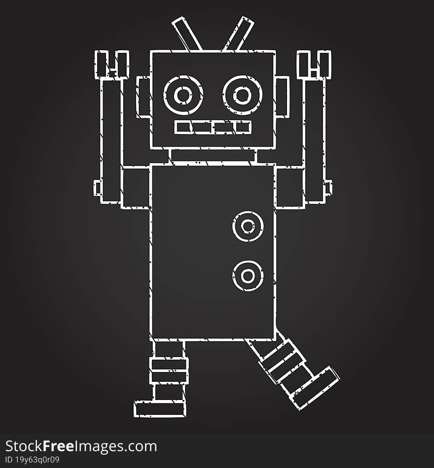 Crazy Robot Chalk Drawing