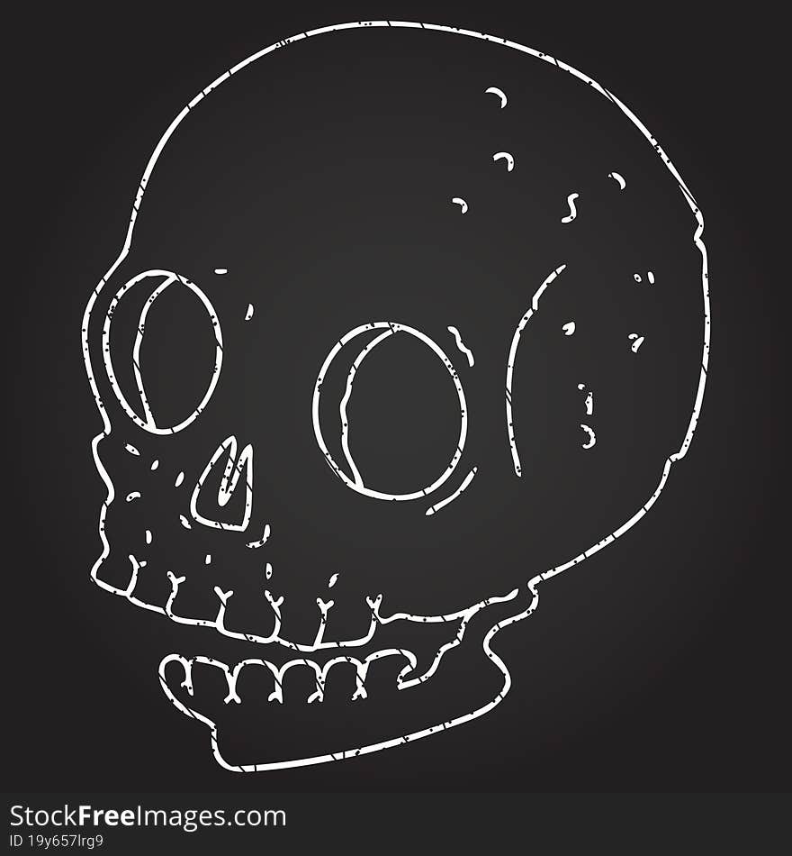 Spooky Skull Chalk Drawing