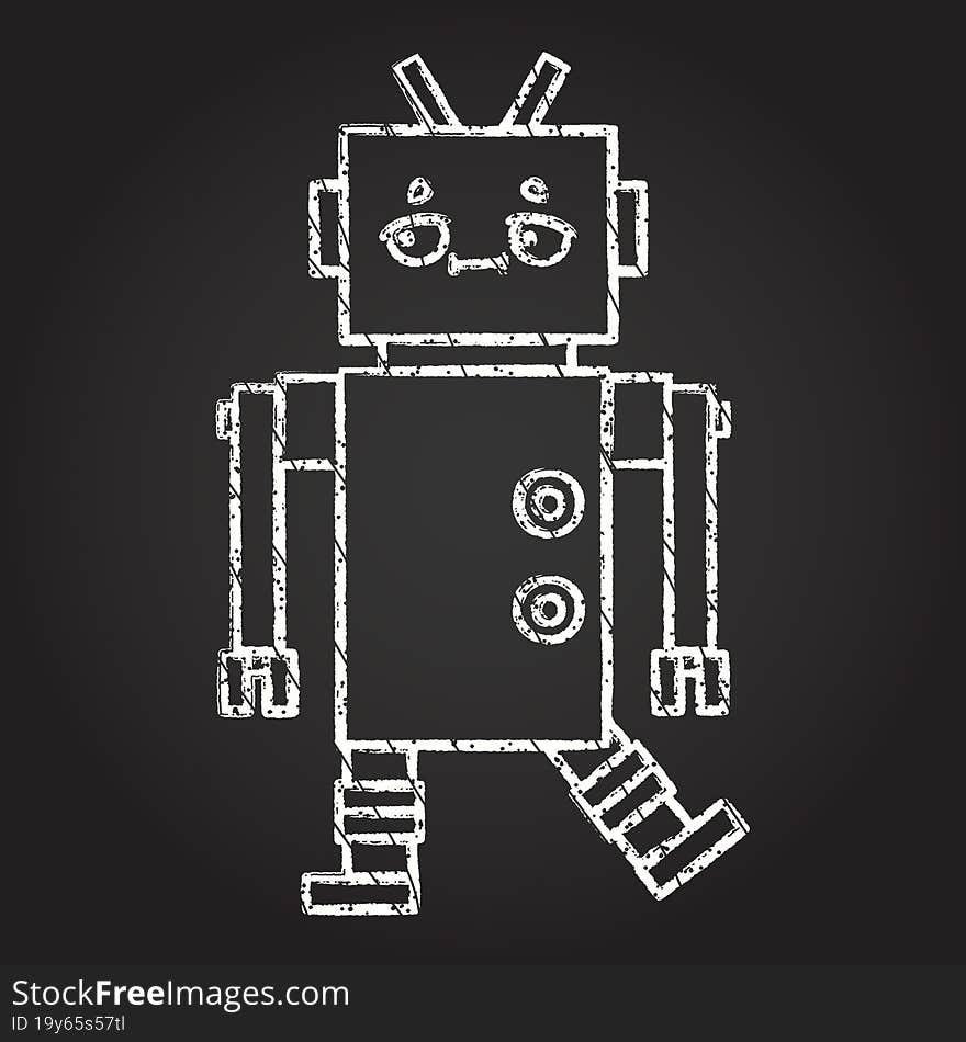 Crazy Robot Chalk Drawing