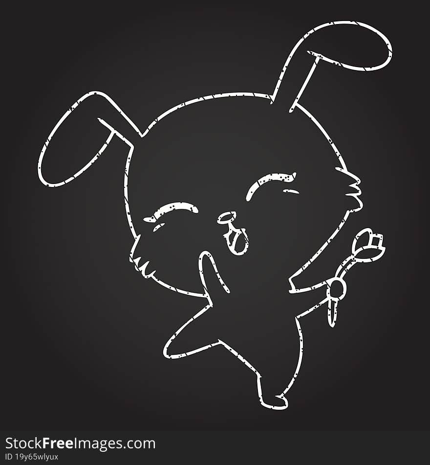 Cute Rabbit Chalk Drawing