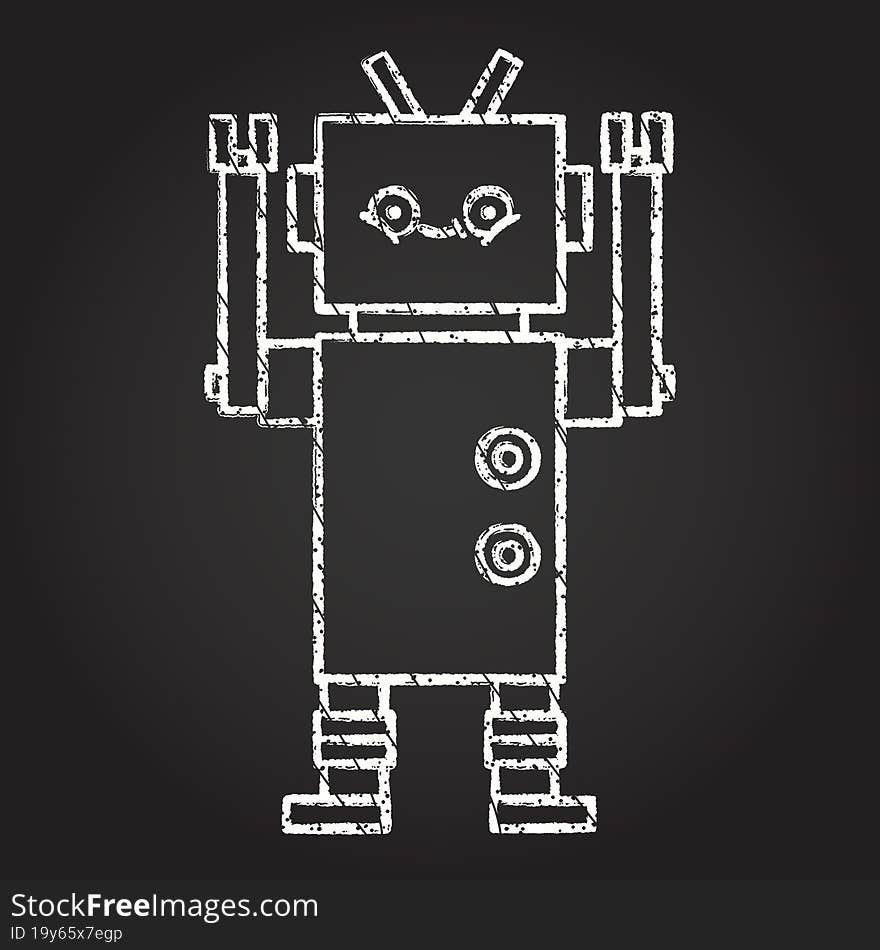 Crazy Robot Chalk Drawing