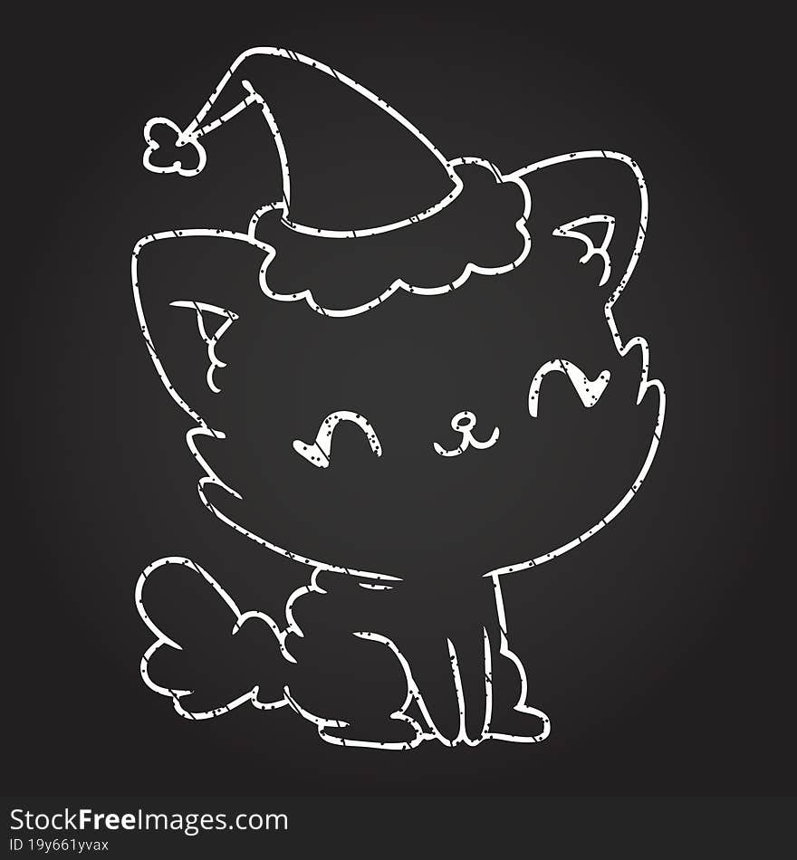 Christmas Cat Chalk Drawing