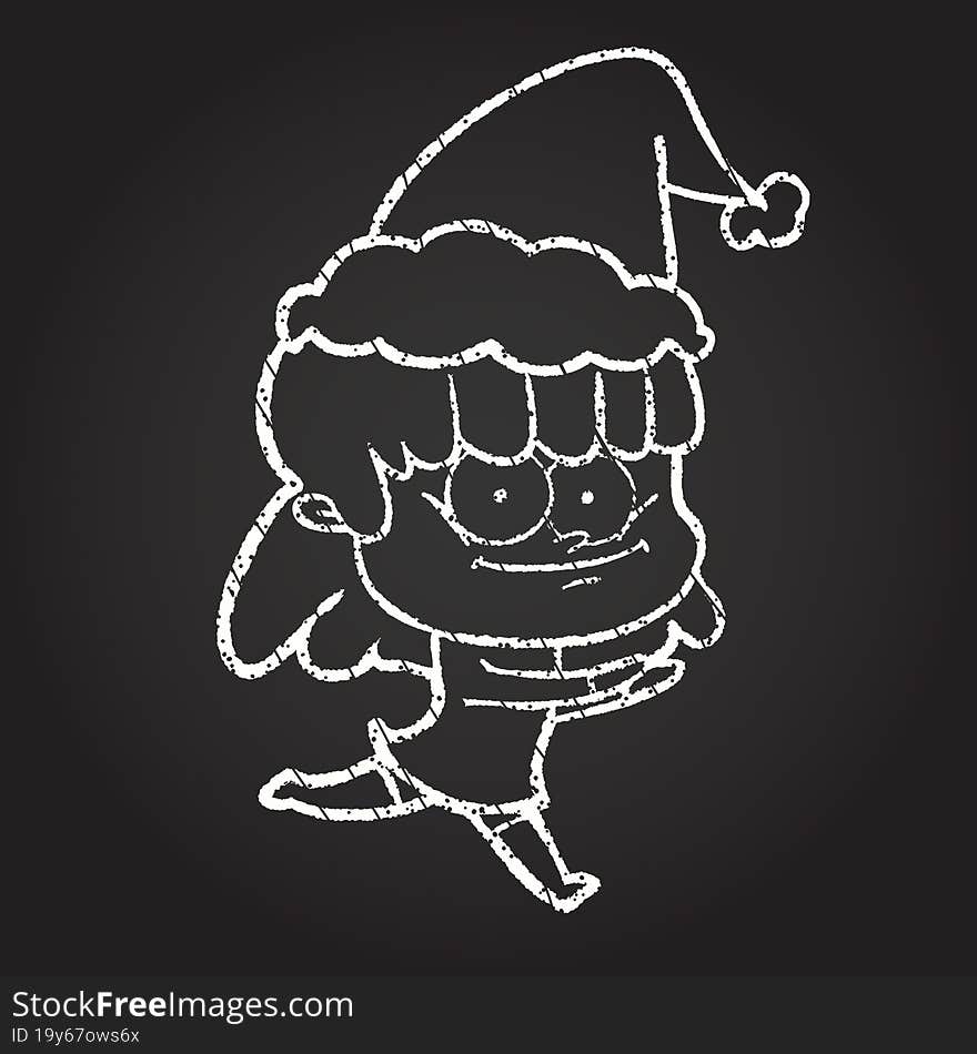 Christmas Woman Chalk Drawing