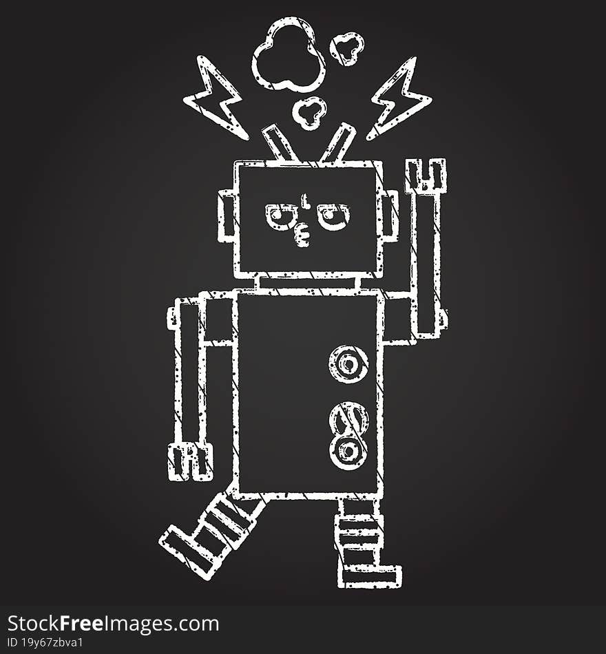 Dancing Robot Chalk Drawing