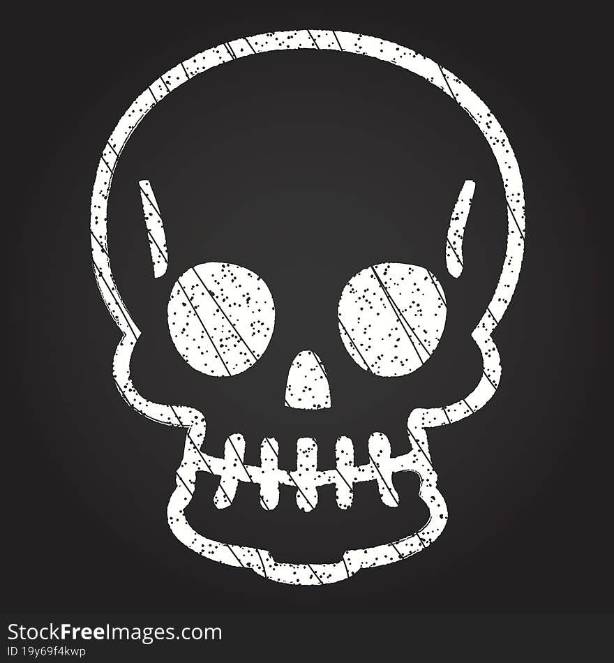 Spooky Skull Chalk Drawing