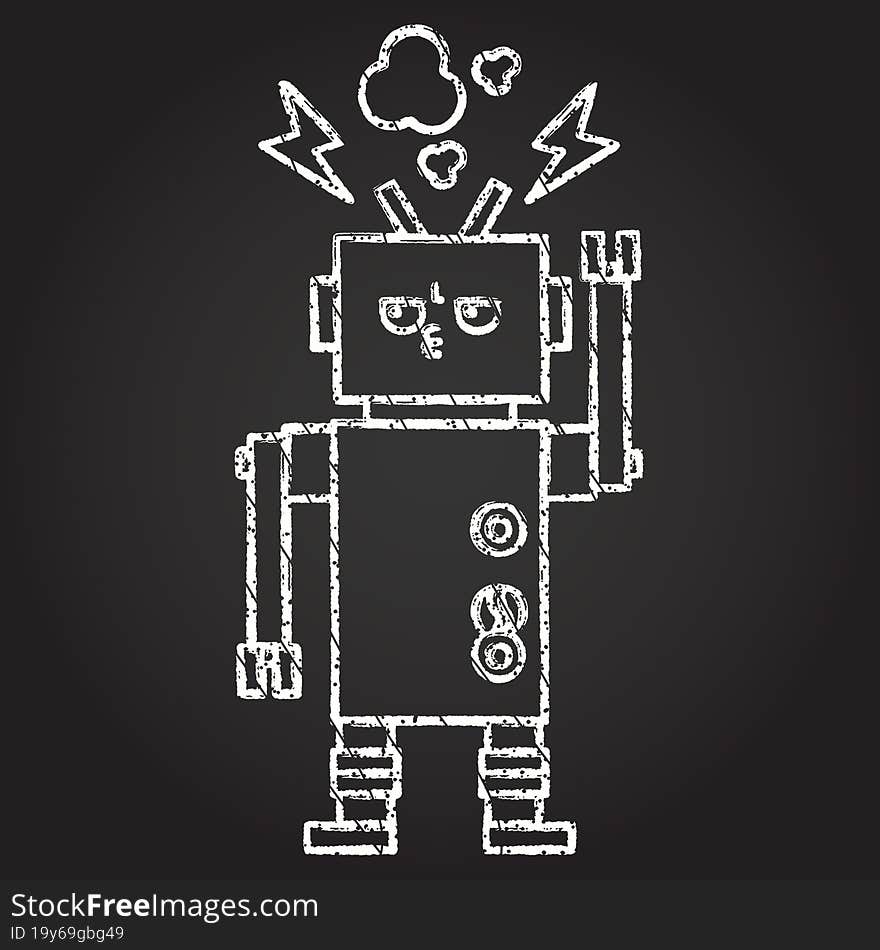 Angry Robot Chalk Drawing