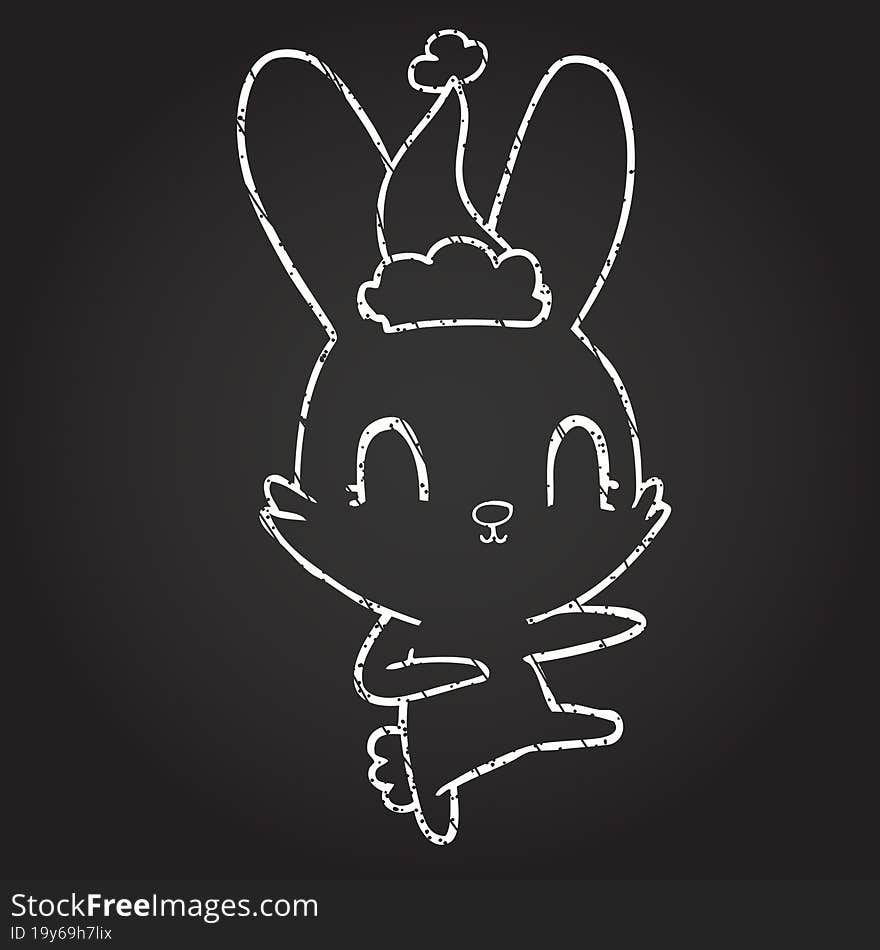 Festive Rabbit Chalk Drawing