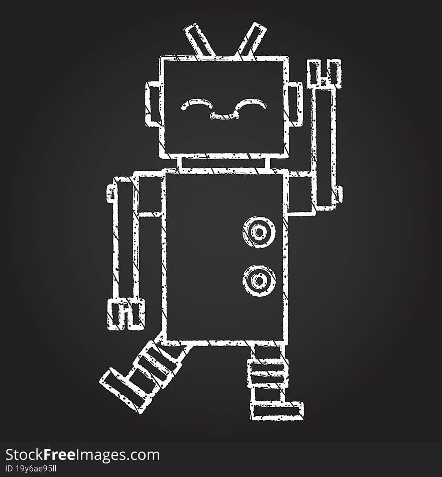 Dancing Robot Chalk Drawing