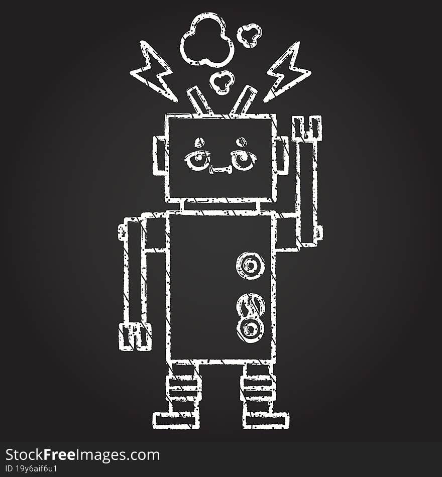 Crazy Robot Chalk Drawing