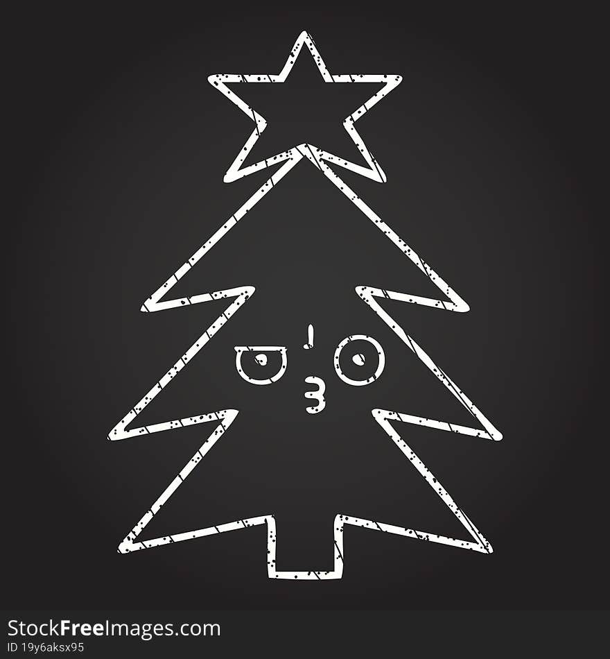 Christmas Tree Chalk Drawing