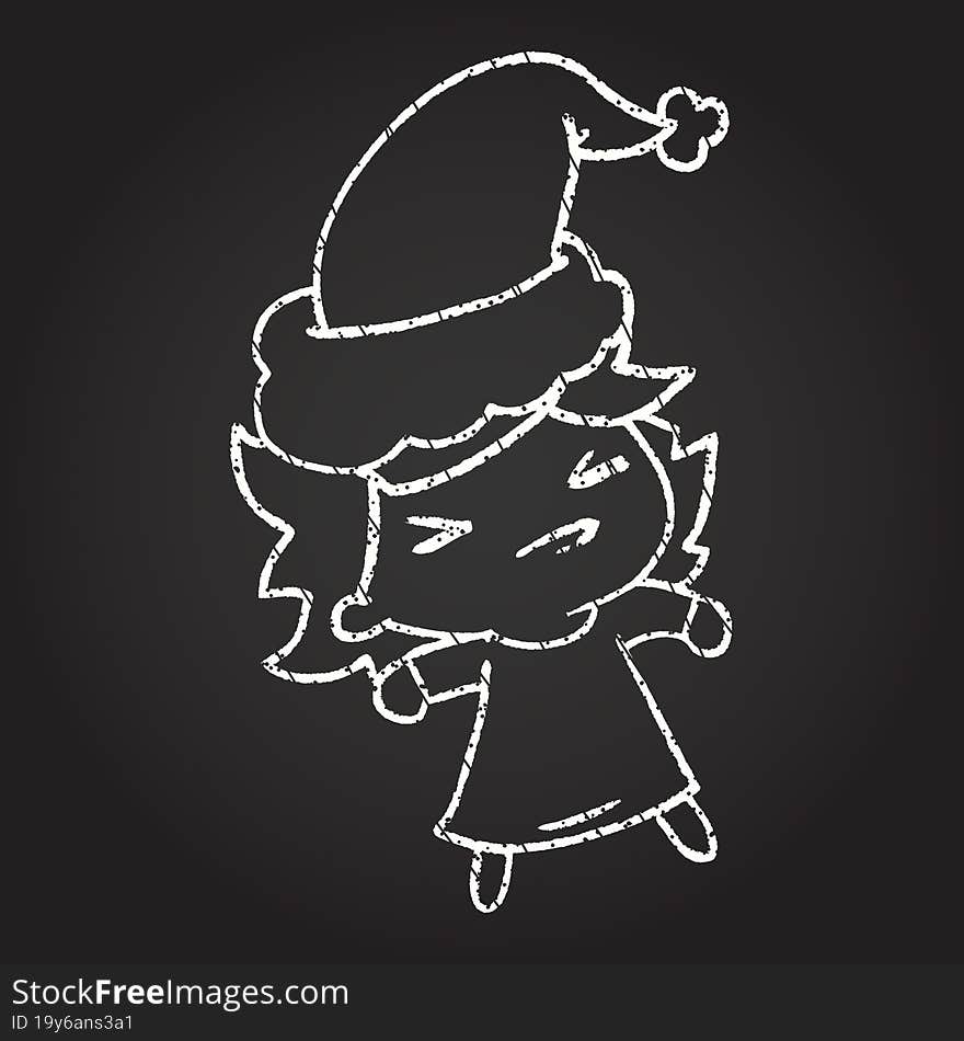 Christmas Woman Chalk Drawing