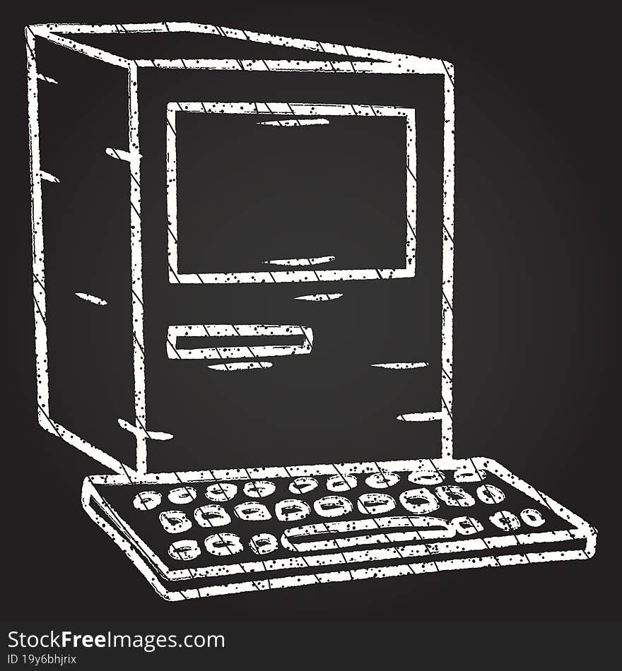 Desktop Computer Chalk Drawing