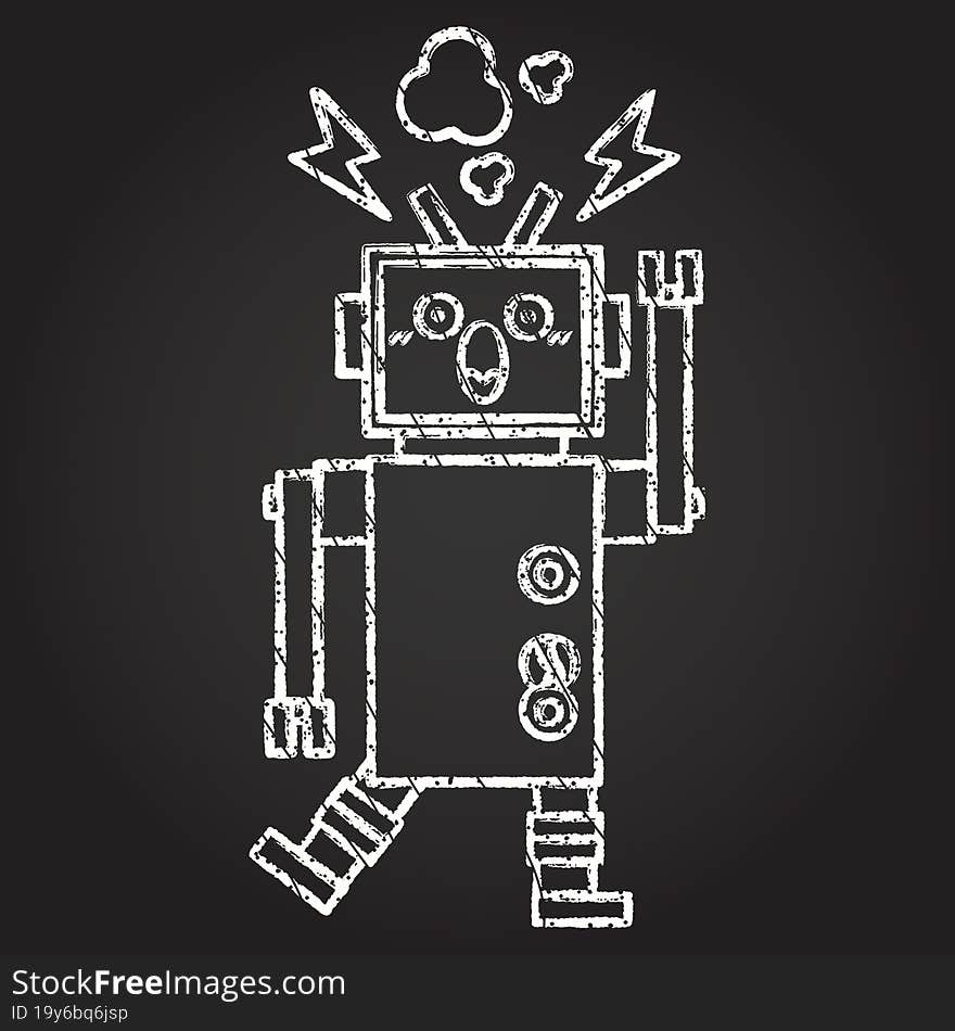 Crazy Robot Chalk Drawing