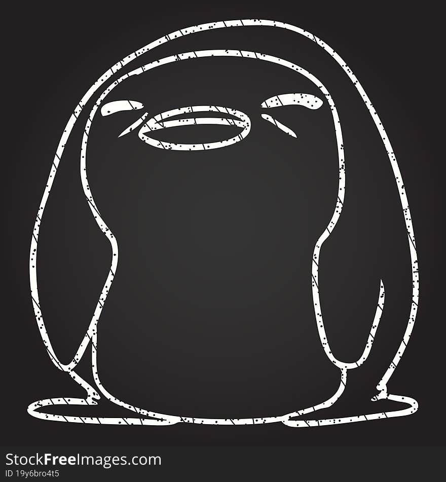 Tired Penguin Chalk Drawing