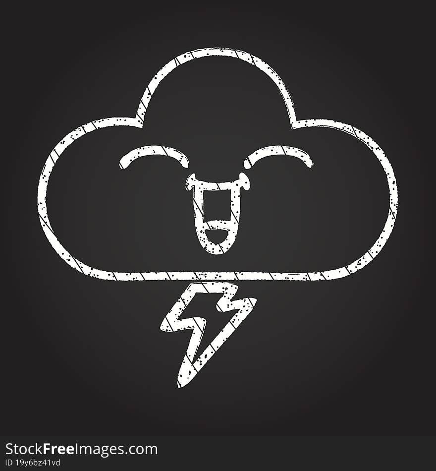 Lightning Cloud Chalk Drawing