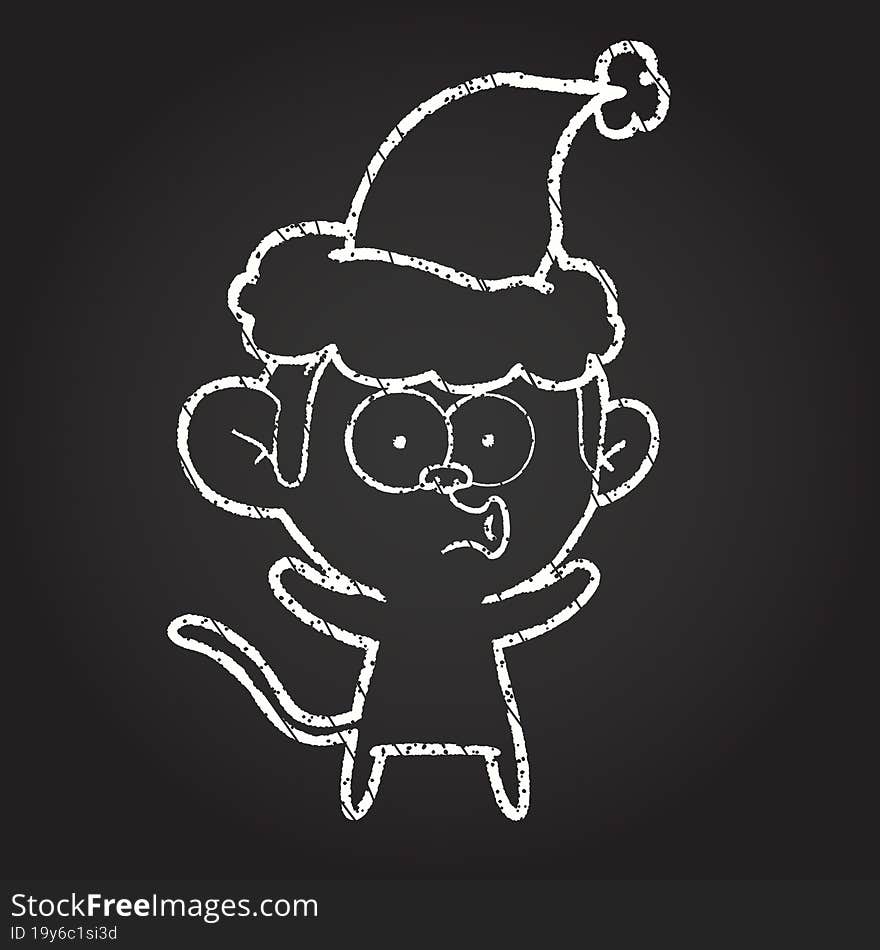 Christmas Monkey Chalk Drawing