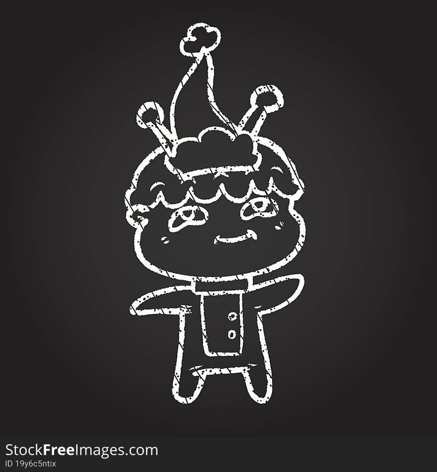 Christmas Alien Chalk Drawing