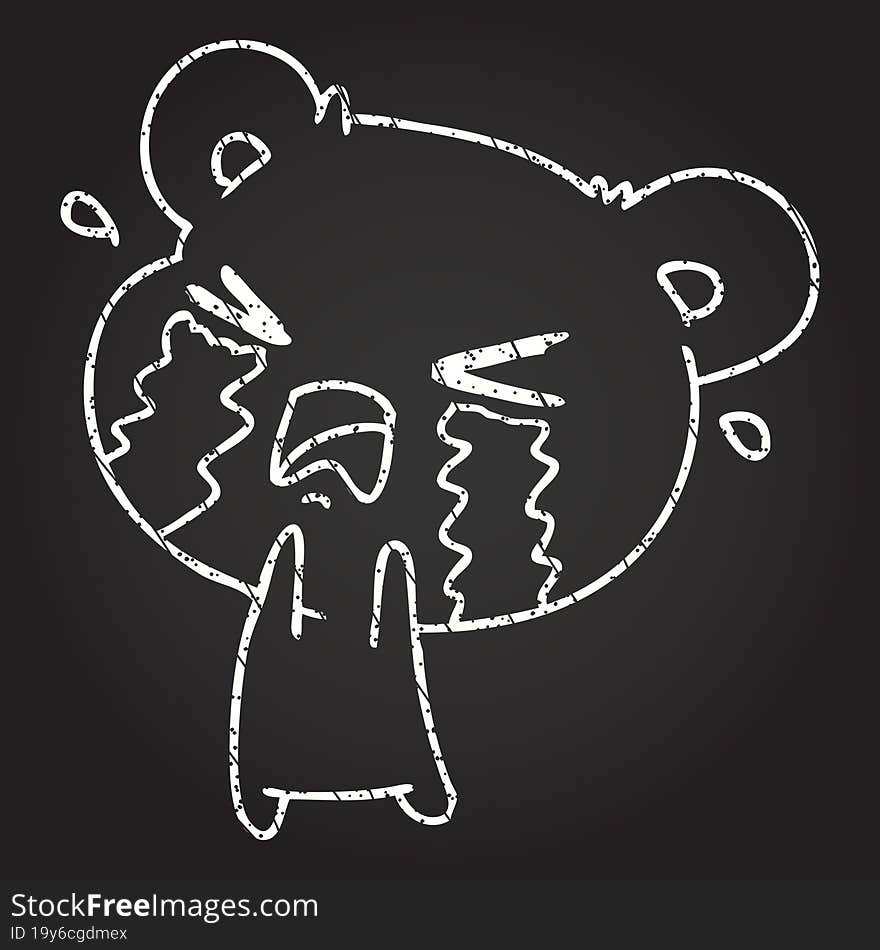 Crying Bear Chalk Drawing