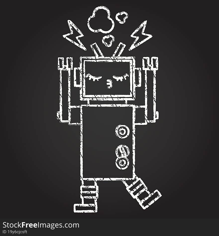 Crazy Robot Chalk Drawing