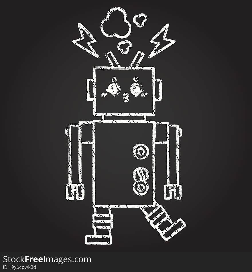 Crazy Robot Chalk Drawing