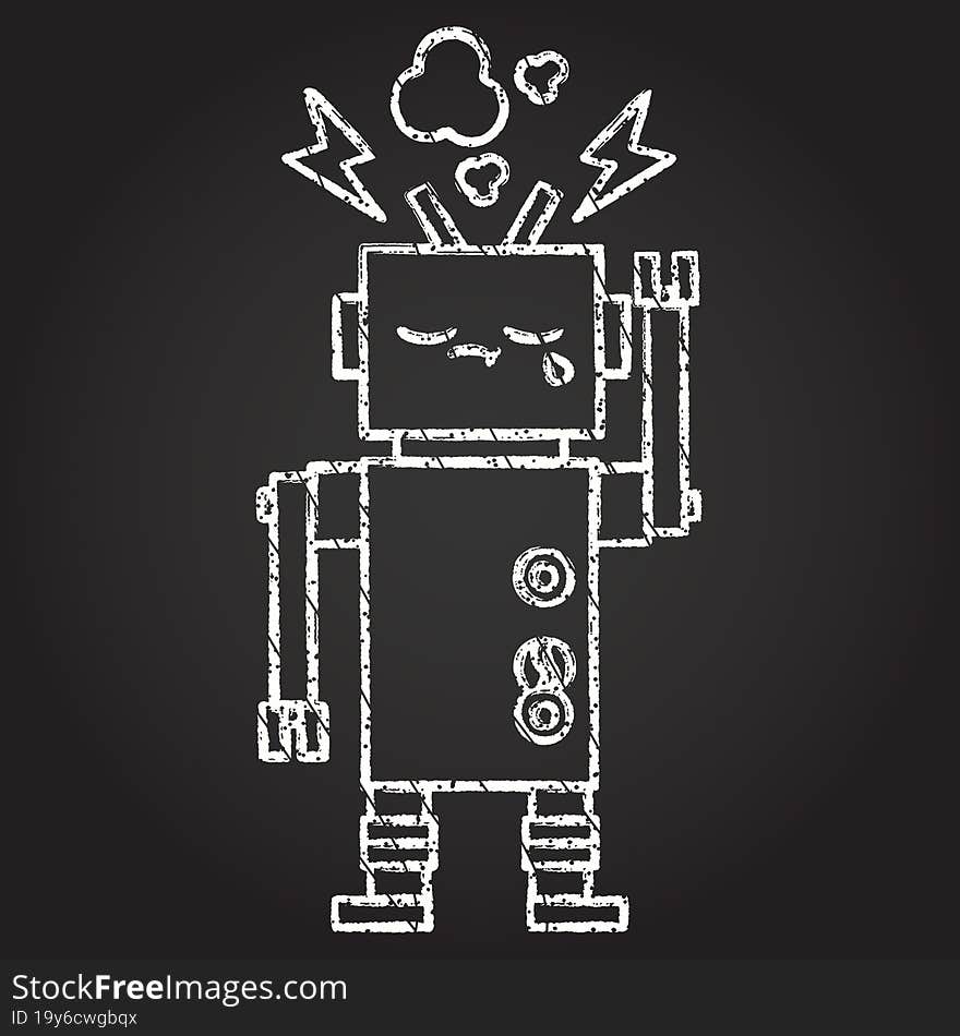 Waving Robot Chalk Drawing