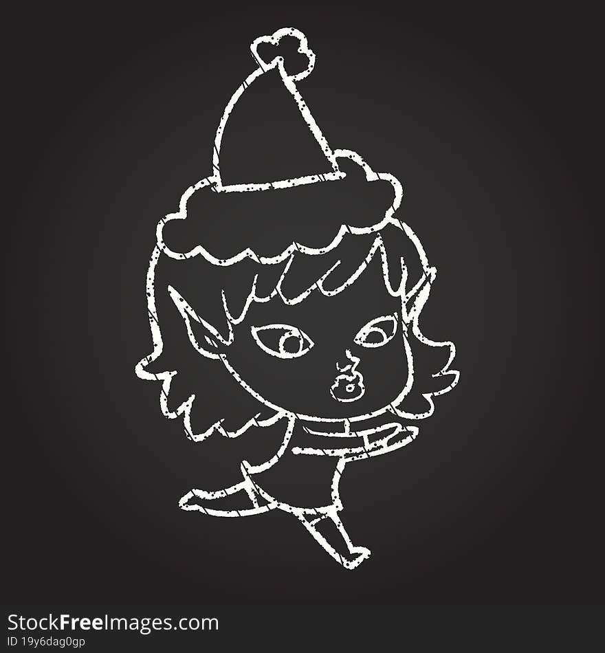 Christmas Elf Chalk Drawing