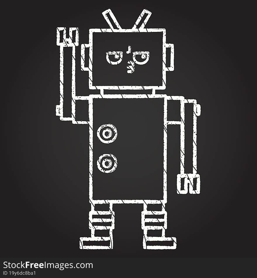 Waving Robot Chalk Drawing