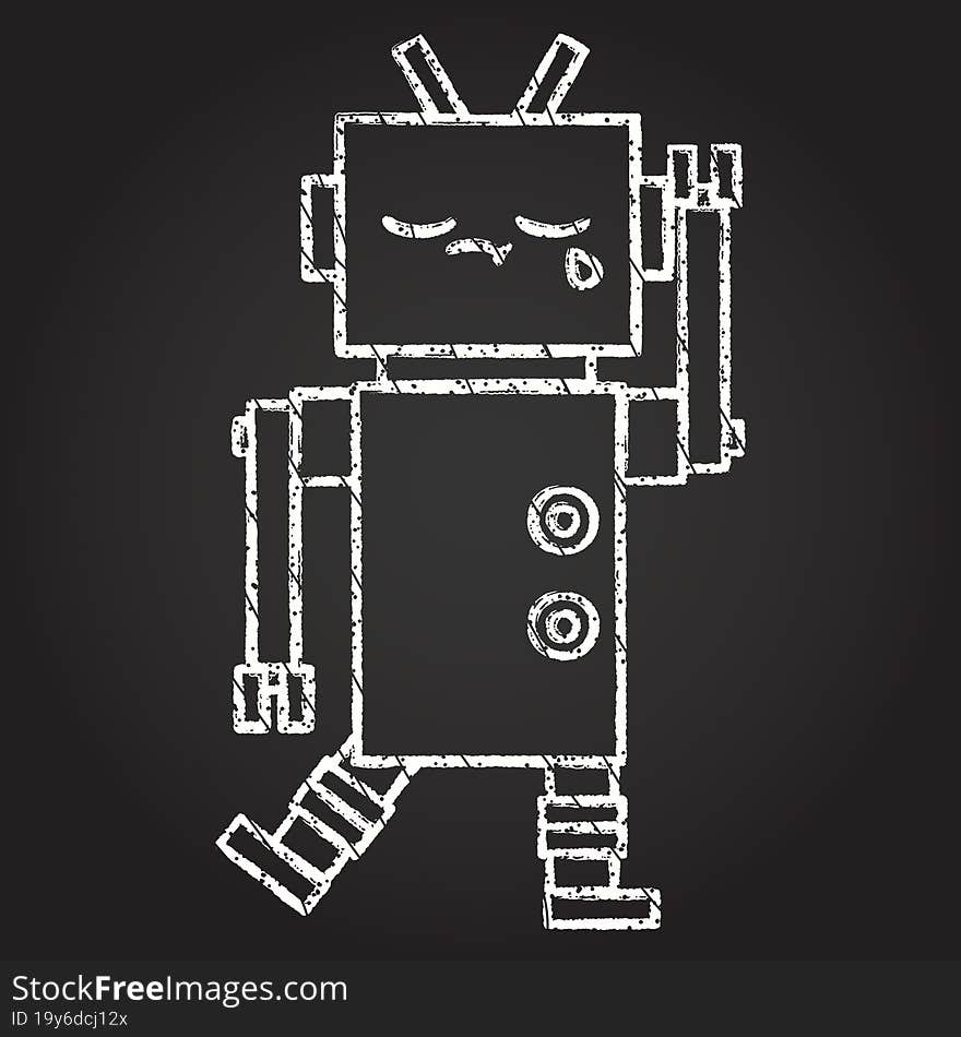 Waving Robot Chalk Drawing