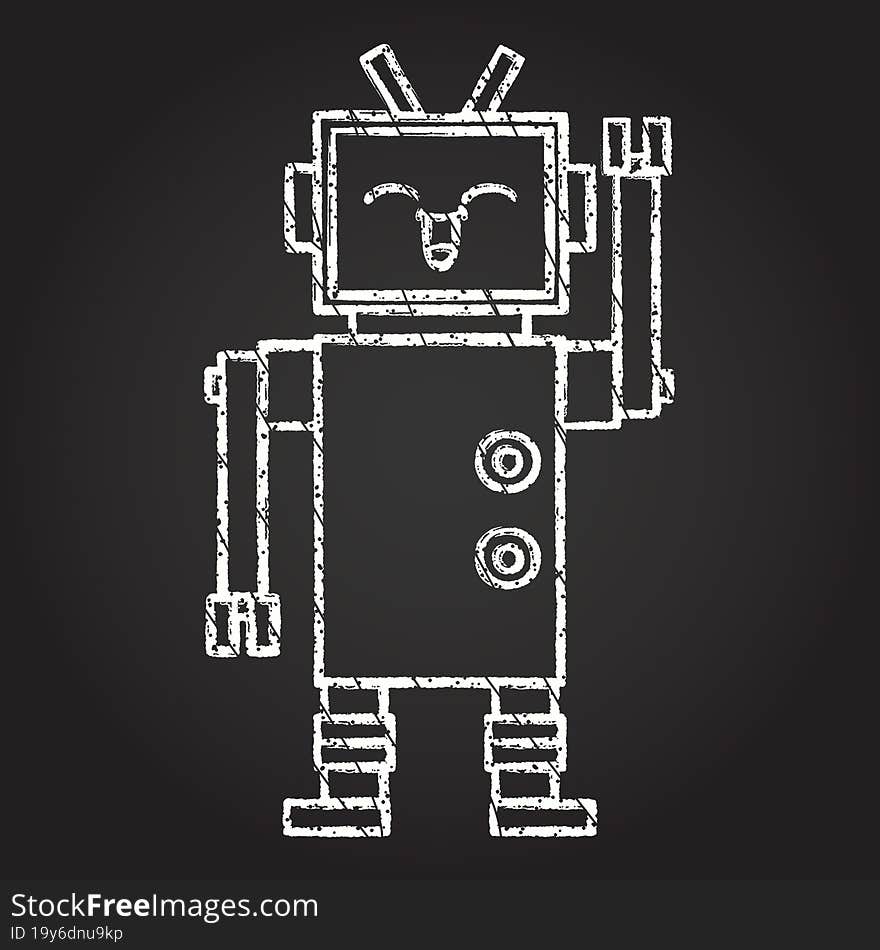 Waving Robot Chalk Drawing