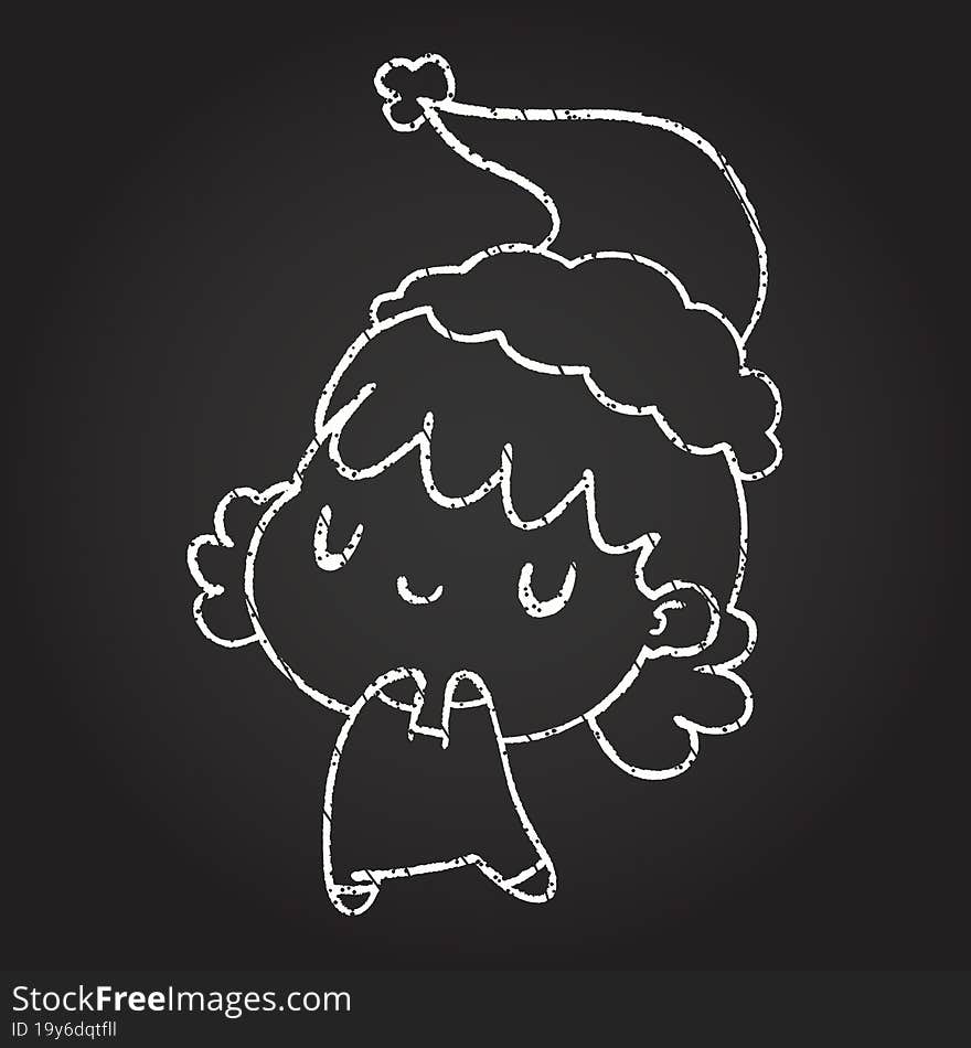 Christmas Woman Chalk Drawing