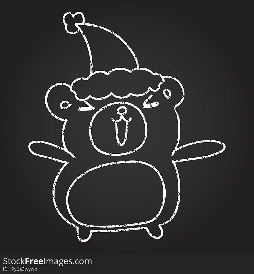 Festive Teddy Chalk Drawing