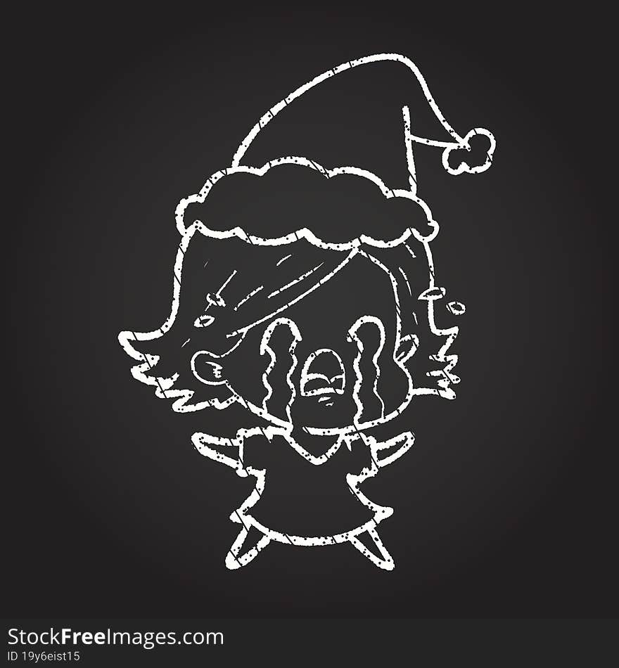 Christmas Woman Chalk Drawing