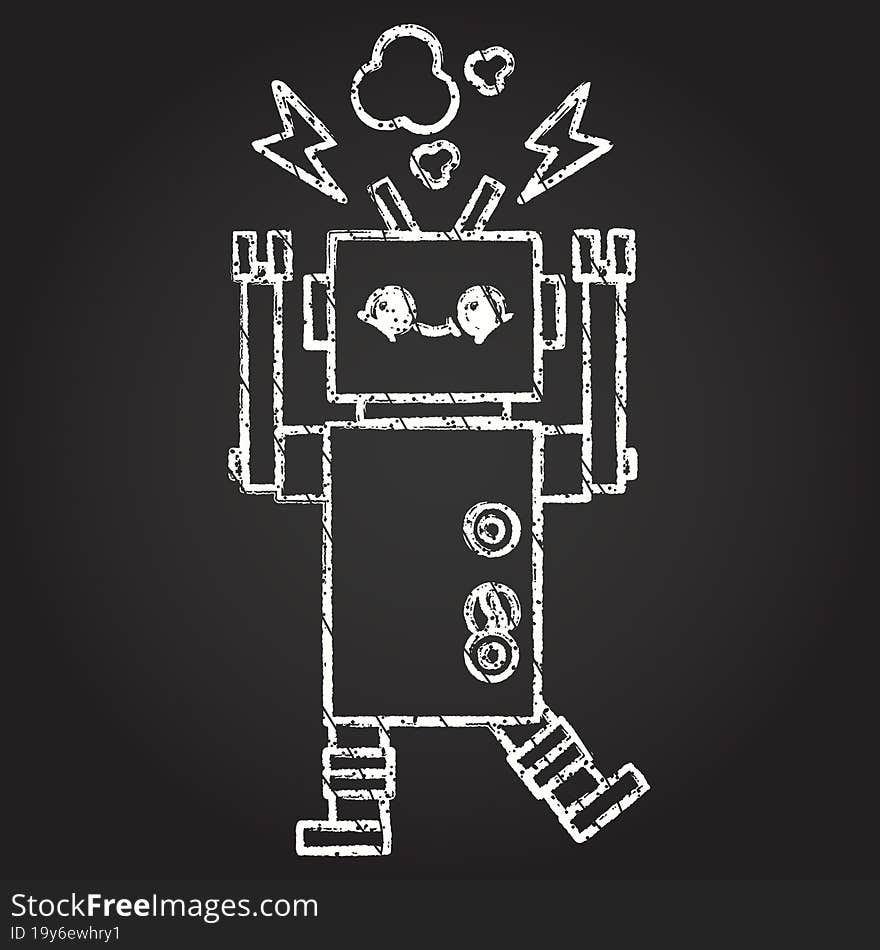 Crazy Robot Chalk Drawing