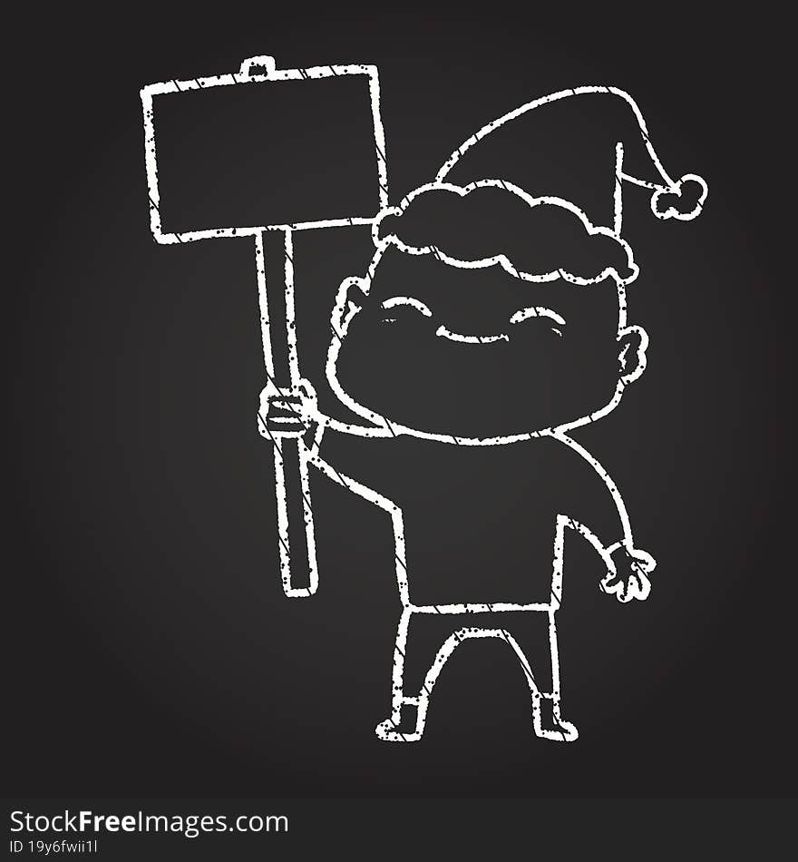 Christmas Man Chalk Drawing