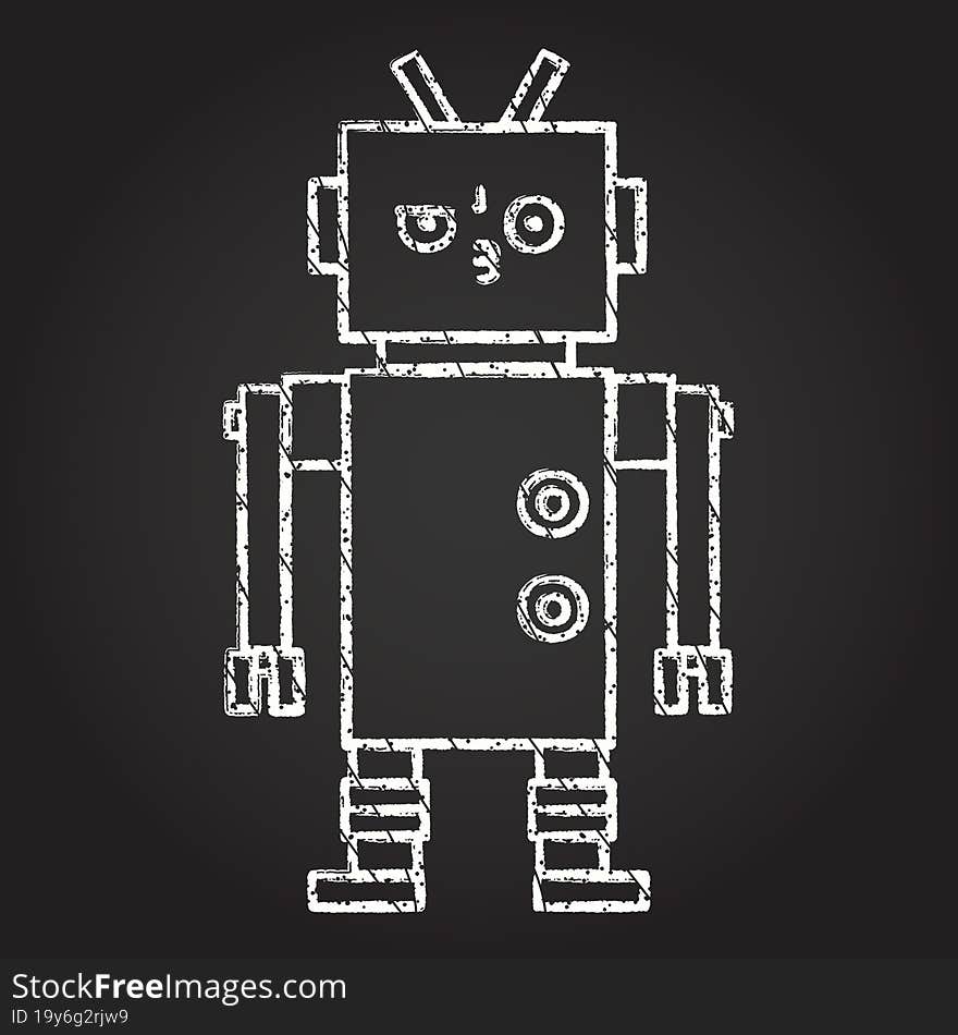 Crazy Robot Chalk Drawing