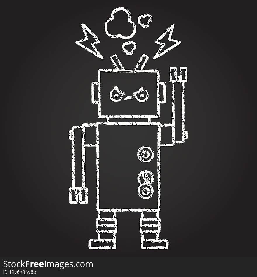 Waving Robot Chalk Drawing