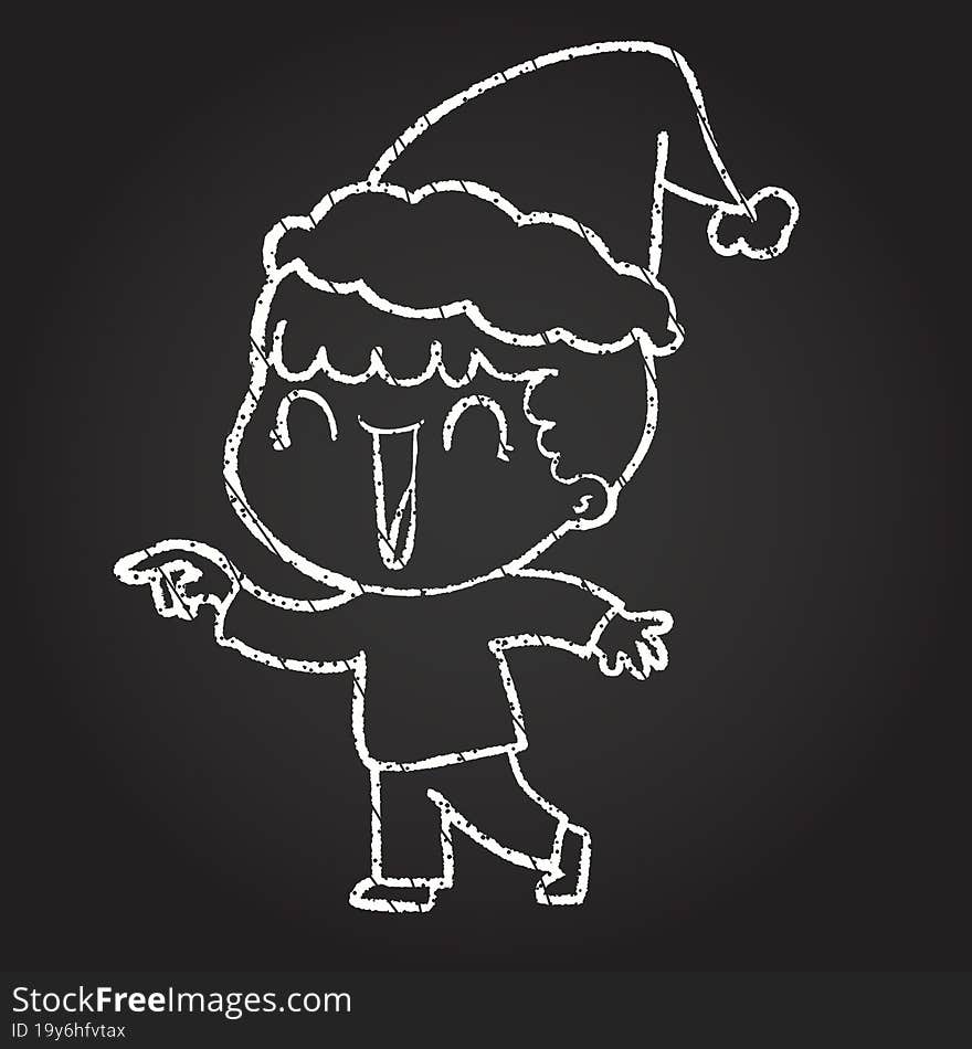 Christmas Man Chalk Drawing