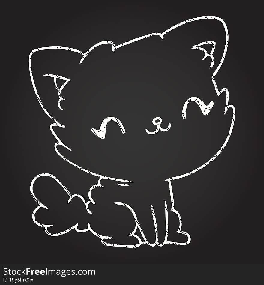 Cute Cat Chalk Drawing