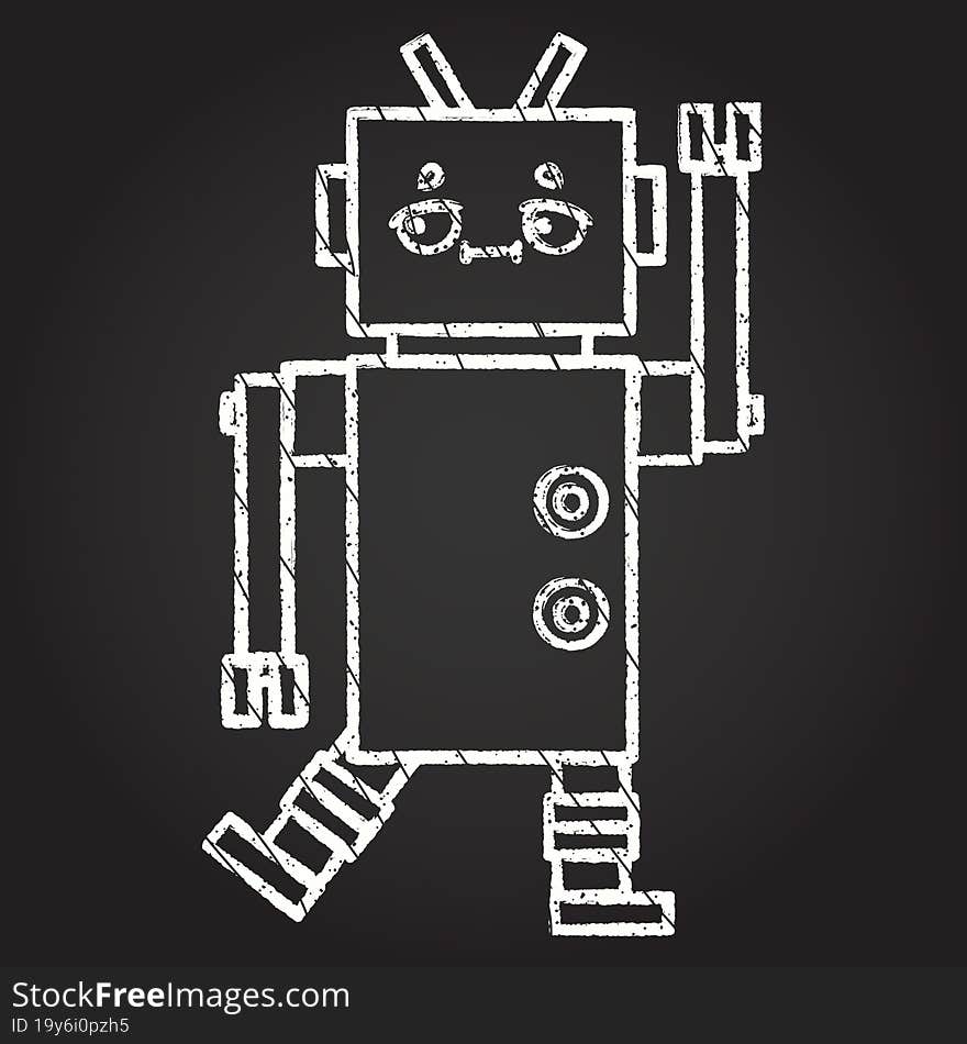 Crazy Robot Chalk Drawing