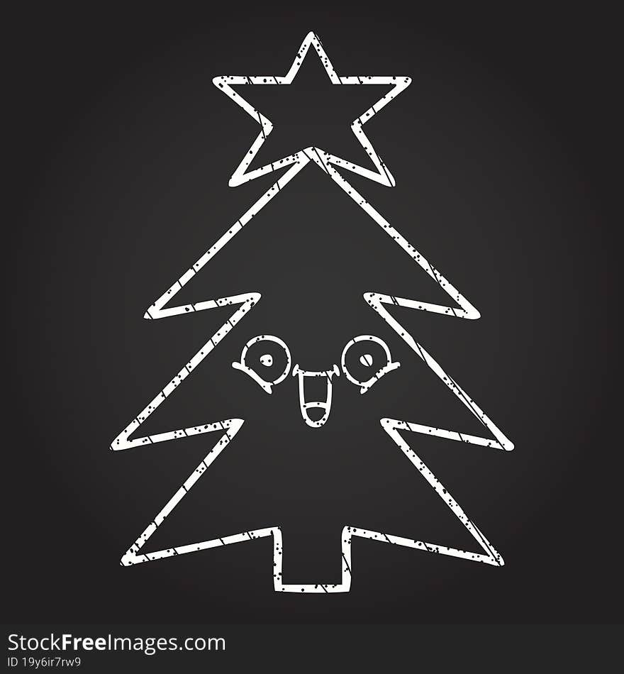 Christmas Tree Chalk Drawing