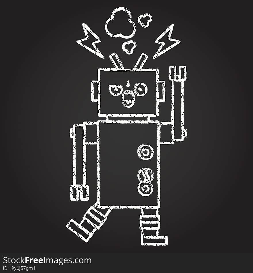 Crazy Robot Chalk Drawing