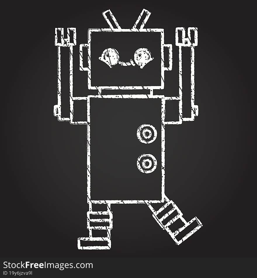 Crazy Robot Chalk Drawing